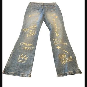 Gold Flare Jeans with Distinctive Wide Leg Design